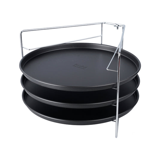 Zenker zestaw do pizzy: 3 x blacha do pizzy 29 cm + stelaż