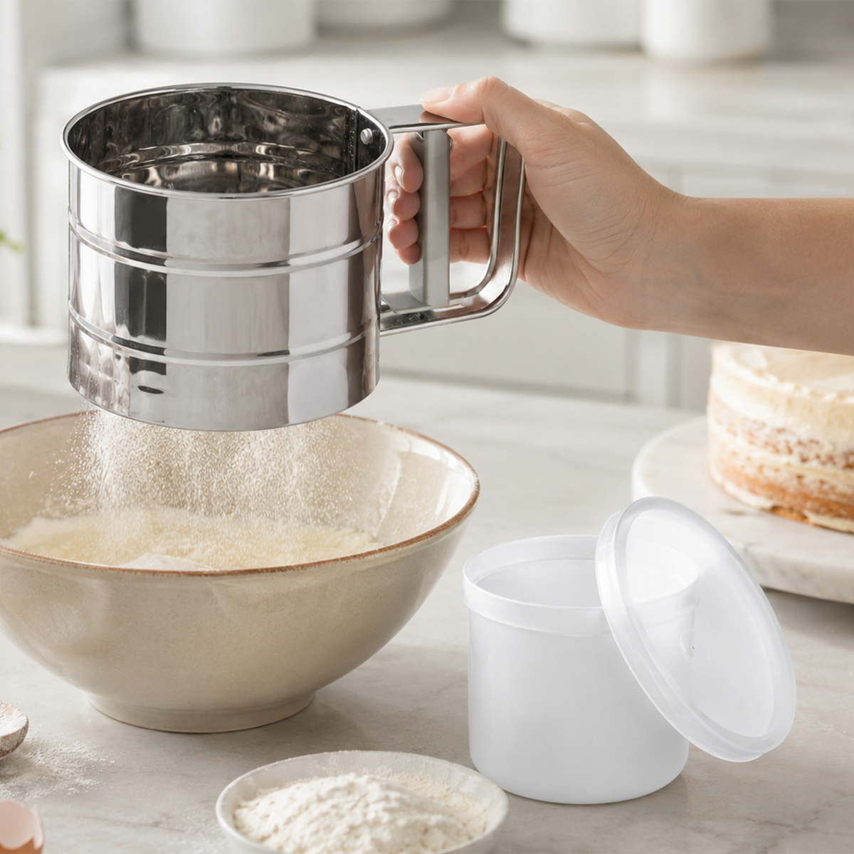 Dr. Oetker Sito do mąki z pojemnikiem do przechowywania