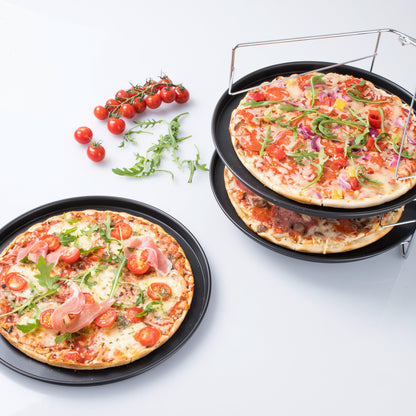 Zenker zestaw do pizzy: 3 x blacha do pizzy 29 cm + stelaż