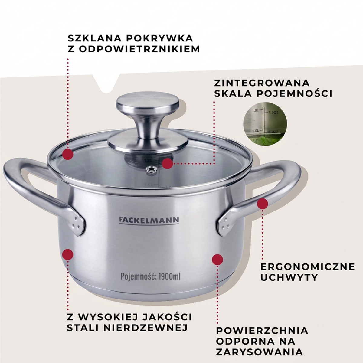 Fackelmann garnek z pokrywką Oval 16 cm 1,9 l