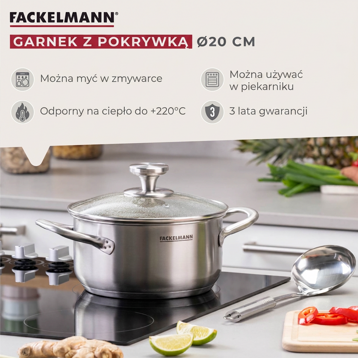 Fackelmann garnek z pokrywką Oval 20 cm 2,5 l