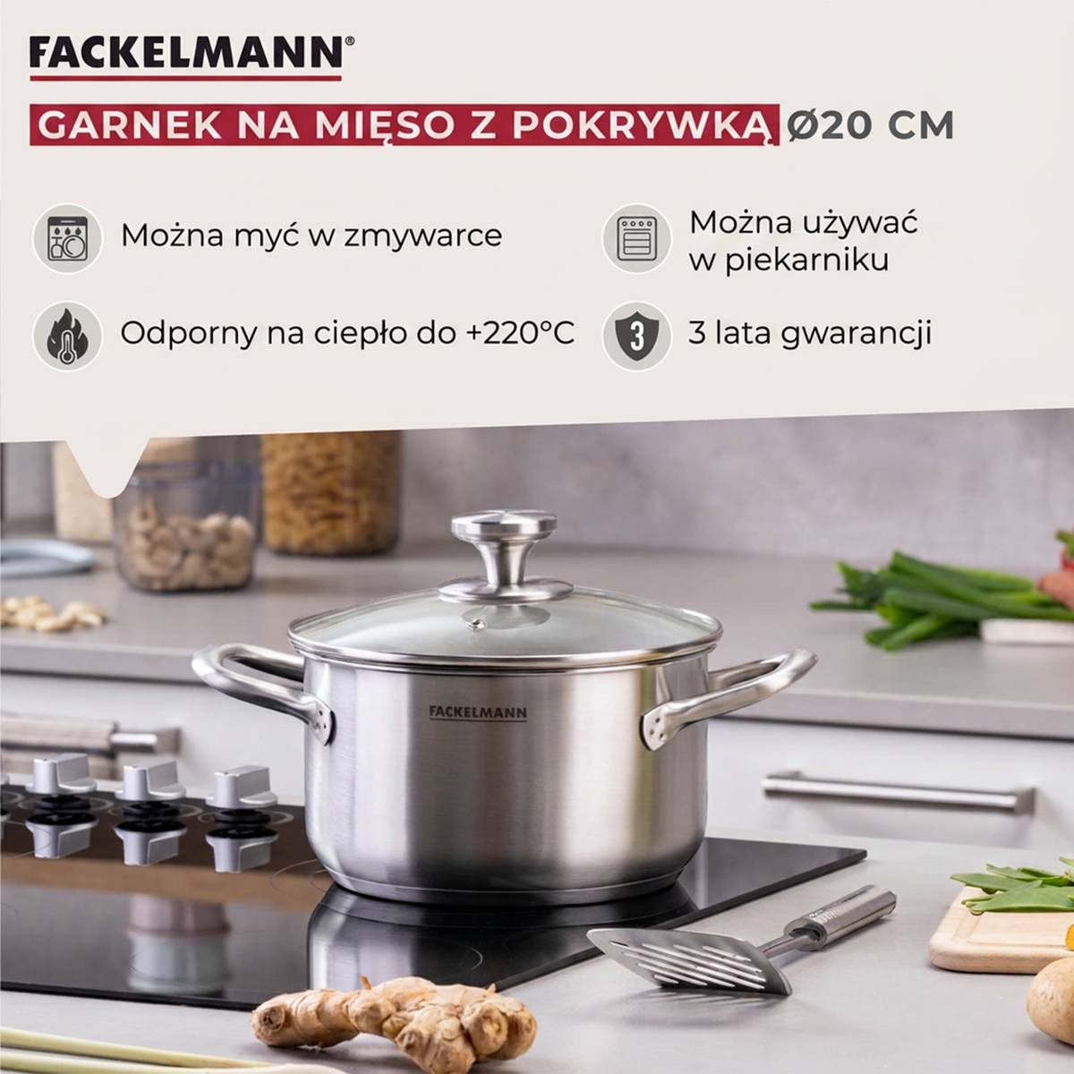 Fackelmann garnek do mięsa z pokrywką Oval 20 cm 3 l
