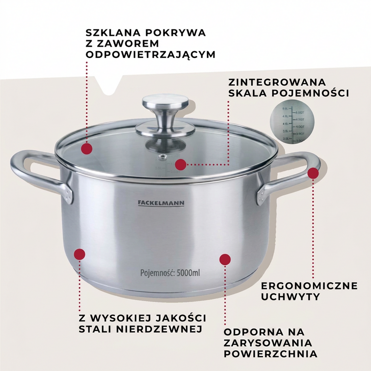 Fackelmann garnek z pokrywką Oval 24 cm 5 l