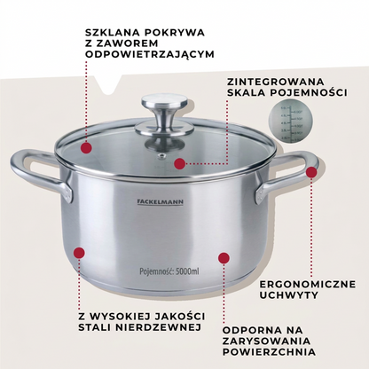 Fackelmann garnek z pokrywką Oval 24 cm 5 l